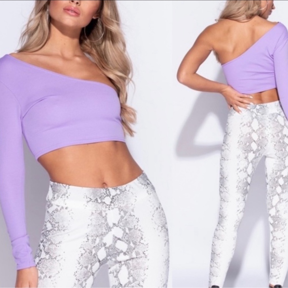 Parisian One-Shoulder Lavender Crop Top